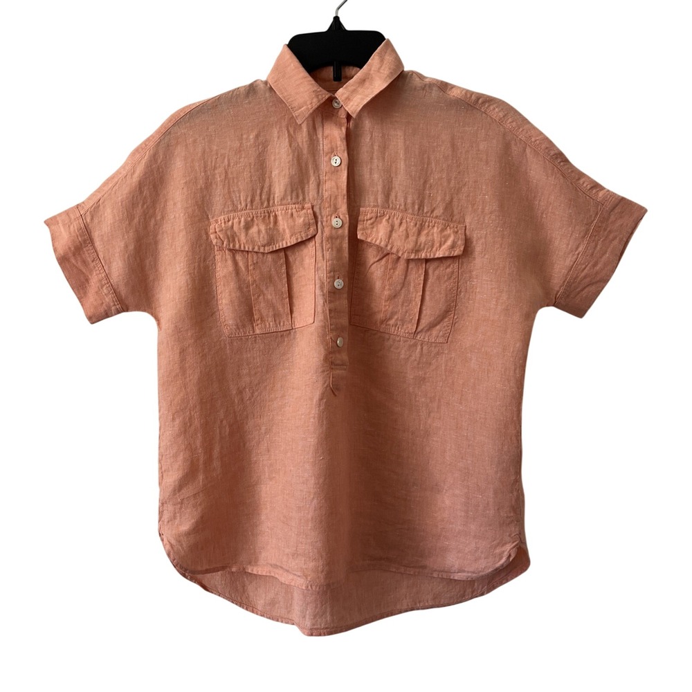 J Crew‎ Baird McNutt Irish Linen Popover Shirt 00 (XXS) Coastal Resort Summer